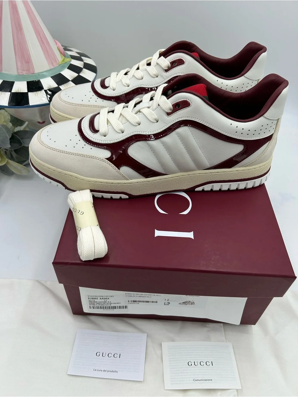 Men's Gucci re web leather sneakers size 12 fits 12.5 US made in Italy